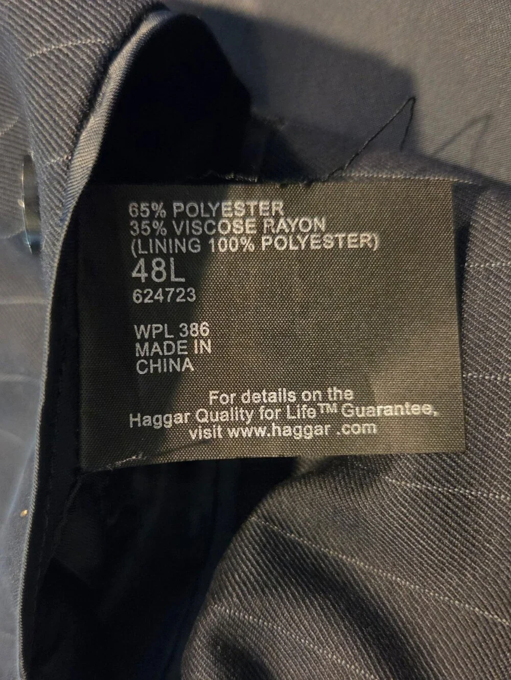 Haggar Sport Coat Blazer Mens 48L Navy Blue Pinstripe Suit Jacket Academia NEW